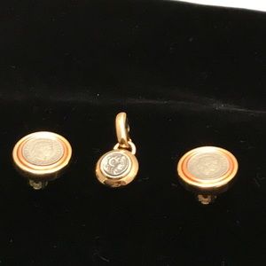 David Gram set of clip-on earrings and pendant.
